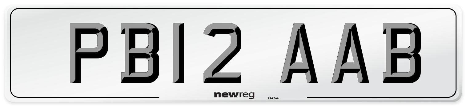 PB12 AAB Number Plate from New Reg